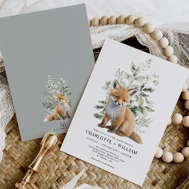 Invitación Moderno Fox Sage Green Huelgas Botánicas Baby Show