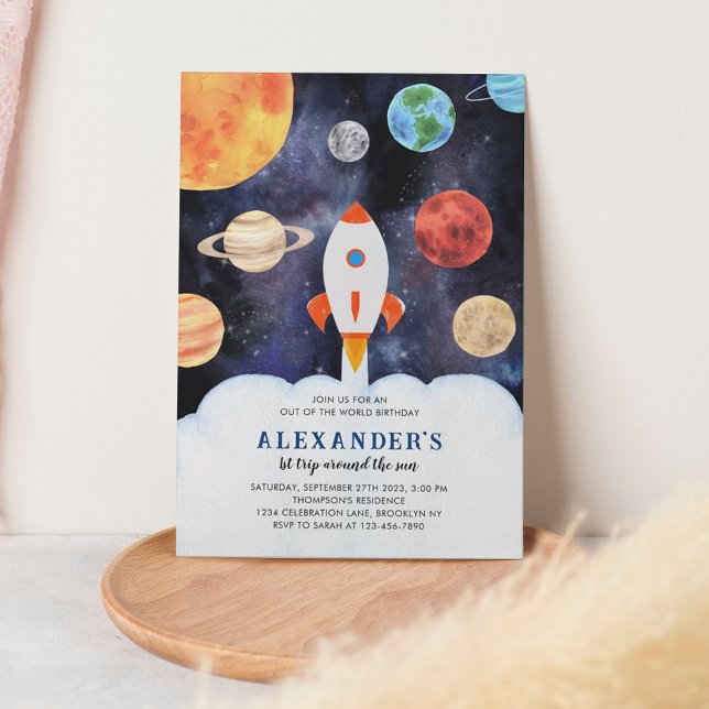 Invitación Moderno Galaxy Planetas Espaciales Rocket Kids Cum (Subido por el creador)