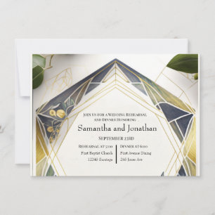 Invitación Moderno Geométrico con Ensayo de Pequeñas Flores
