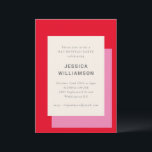 Invitación Moderno Geométrico Negrita Rosa Bat Rojo Mitzvah F<br><div class="desc">Moderna Geometric Bold Pink Red Stylish Bat Mitzvah Party Invitación</div>