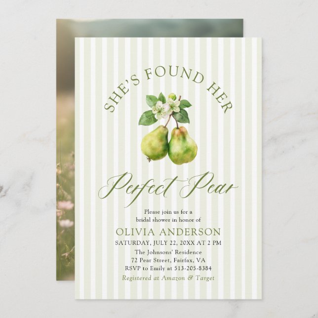 Invitación Moderno Gingham Green Perfect Pear Bridal Shower (Anverso / Reverso)