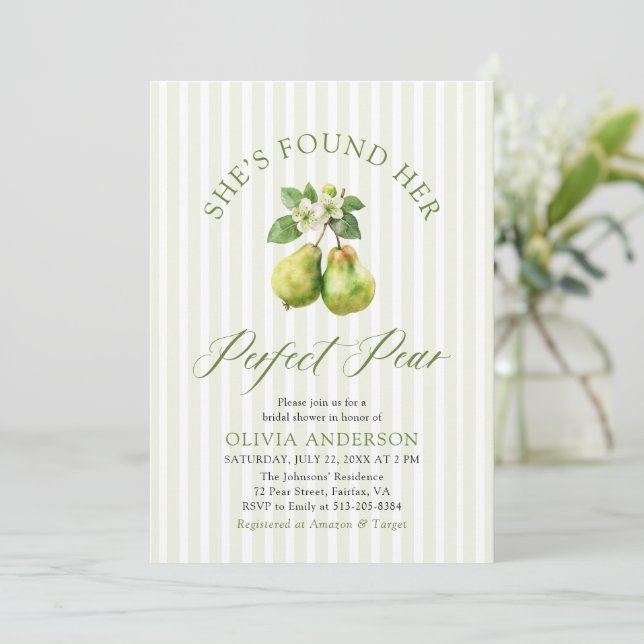 Invitación Moderno Gingham Green Perfect Pear Bridal Shower (Anverso de pie)