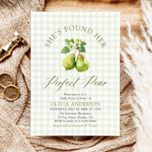 Invitación Moderno Gingham Green Perfect Pear Bridal Shower