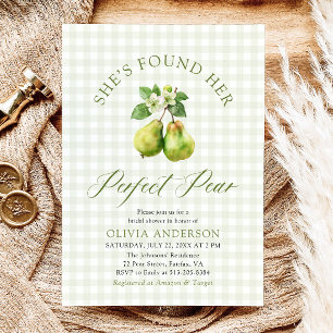 Invitación Moderno Gingham Green Perfect Pear Bridal Shower