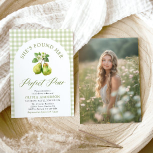 Invitación Moderno Gingham Green Perfect Pear Bridal Shower