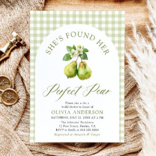 Invitación Moderno Gingham Green Perfect Pear Bridal Shower