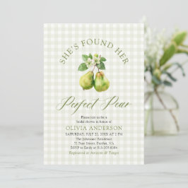 Invitación Moderno Gingham Green Perfect Pear Bridal Shower
