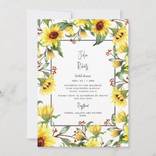 Invitación Moderno girasol floral acuarela ducha de novia