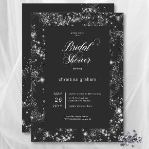 Invitación Moderno Glam Negro Diamond Frame Bridal Shower