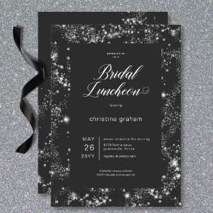 Invitación Moderno Glam Negro Marco de Diamante Luncheon de n