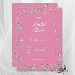 Invitación Moderno Glam Rosa Diamond Frame Bridal Shower