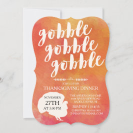 Invitación Moderno Gobble Gobble Turquía Cena de Acción de Gr