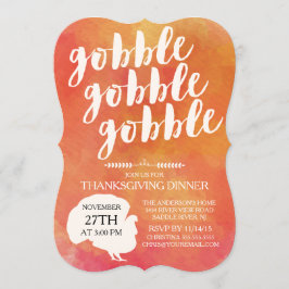 Invitación Moderno Gobble Gobble Turquía Cena de Acción de Gr