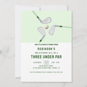 Invitación Moderno Golf de 3 Años Debajo De 3 Años