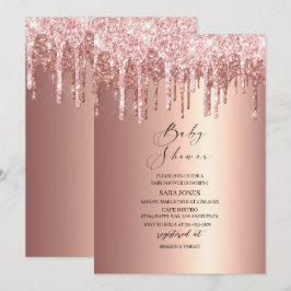 Invitación Moderno goteo Rosa Gold Baby Shower