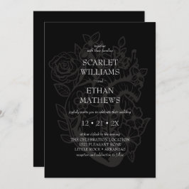 Invitación Moderno Gótico Gótico Elegante Boda Floral Corazón