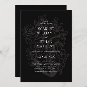 Invitación Moderno Gótico Gótico Elegante Boda Floral Corazón