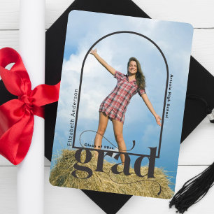 Invitación Moderno GRAD Black Arch Photo Graduation Party