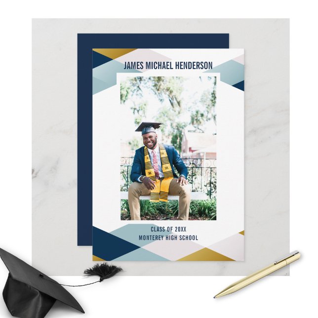 Invitación Moderno Grad Photo Geometric Graduation Party (Subido por el creador)