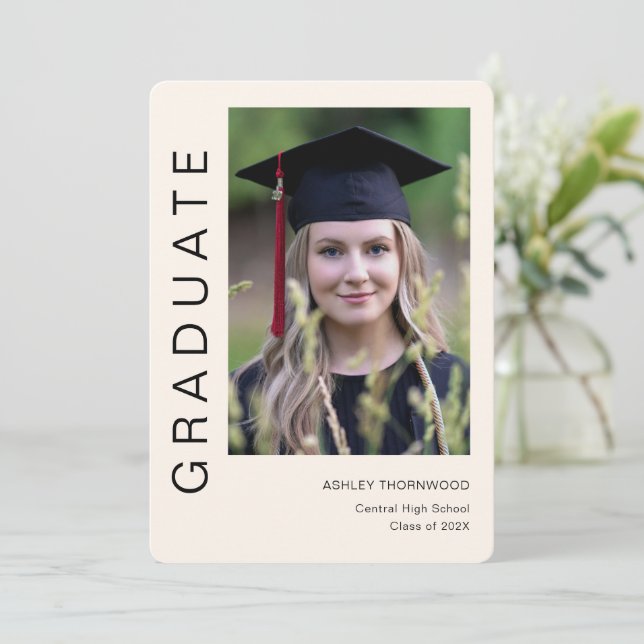 Invitación Moderno Grad Photo Graduation Party (Anverso de pie)