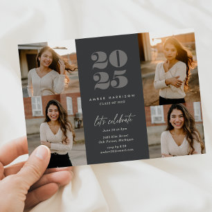 Invitación Moderno Grado Minimalista en aumento   Foto de car