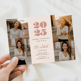 Invitación Moderno Grado Minimalista en aumento | Foto rosa d