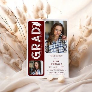 Invitación Moderno Graduado 2 Foto Partido de Graduación
