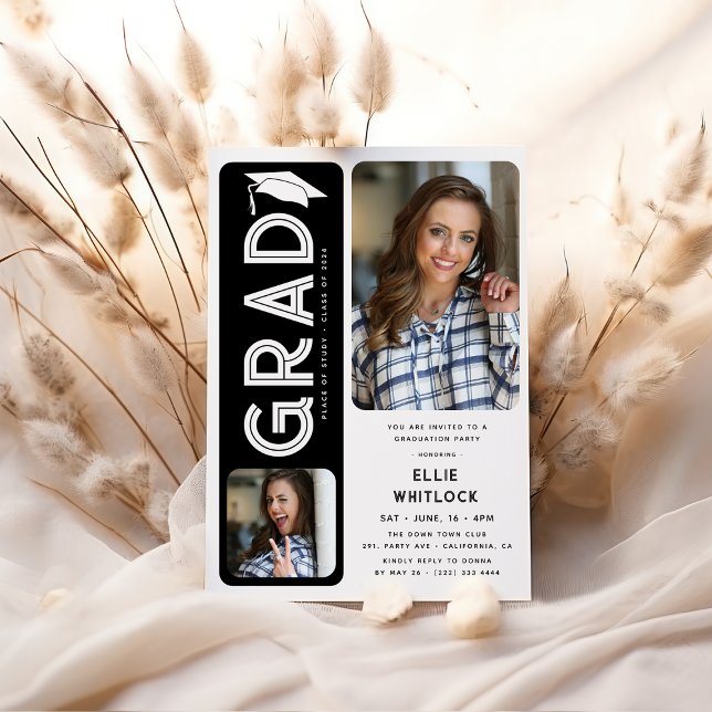 Invitación Moderno Graduado 2 Foto Partido de Graduación (Subido por el creador)