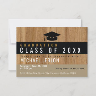 Invitación Moderno graduado elegante de madera falsa . fiesta