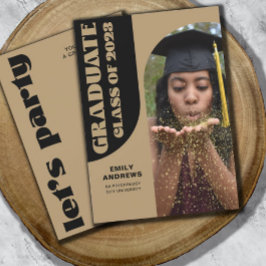 Invitación Moderno Graduado Gold Arch & Photo Grad Fiesta
