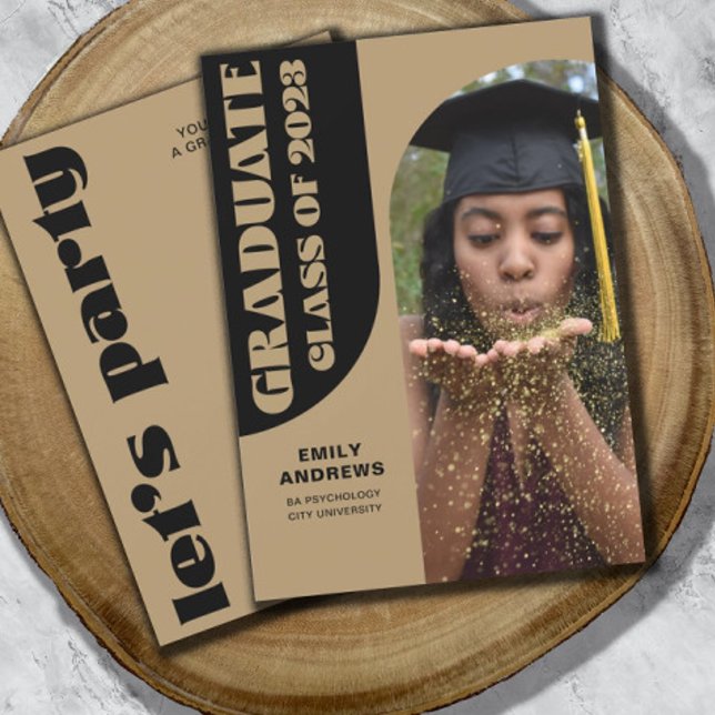 Invitación Moderno Graduado Gold Arch & Photo Grad Fiesta (Subido por el creador)