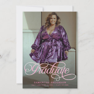Invitación Moderno Graduado Pink 2 Fotos Graduación