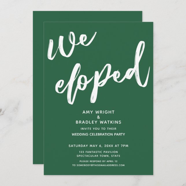 Invitación Moderno Green Leaf Elegimos La Recepción De Bodas (Anverso / Reverso)