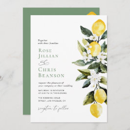 Invitación Moderno Greenery Lemon Floral Wedding