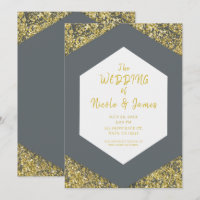Moderno Gris Chic Brillo Dorado Escamas Glam Nupci