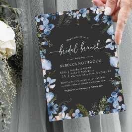 Invitación Moderno Gris Dusty Blue Floral Bridal Brunch Ducha