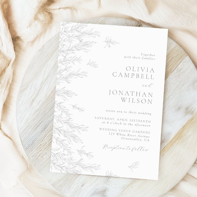 Invitación Moderno Gris Minimal Sale del Boda Botánico (Subido por el creador)