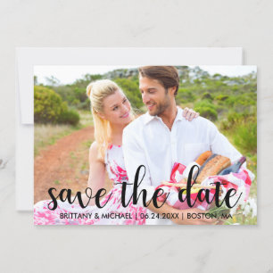 Invitación Moderno Guardar La Foto De La Pareja De Compromiso