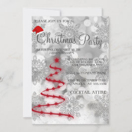Invitación Moderno, Guay Silver, Red Christmas Tree