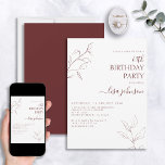 Invitación Moderno guión de Borgoña Botánico 60 cumpleaños<br><div class="desc">¡No es tu típica celebración de cumpleaños número 60! Impresiona a tus huéspedes con esta moderna invitación botánica de escritura burdeos de cumpleaños número 60. El impresionante arte de la línea es a la vez delicado e intrincado, la combinación perfecta de elegante y elegante que hará que su día especial...</div>