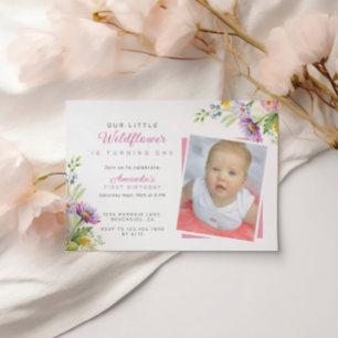 Invitación Moderno guión de flor silvestre Foto de primer cum