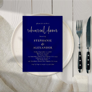 Invitación Moderno guión de la cena de ensayo azul de la Mari
