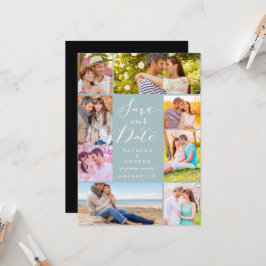 Invitación Moderno Guión Elegante 8 Multifoto Guardar La Fech