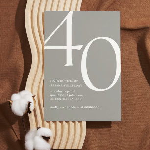 Invitación Moderno guión elegante de 40 años simple
