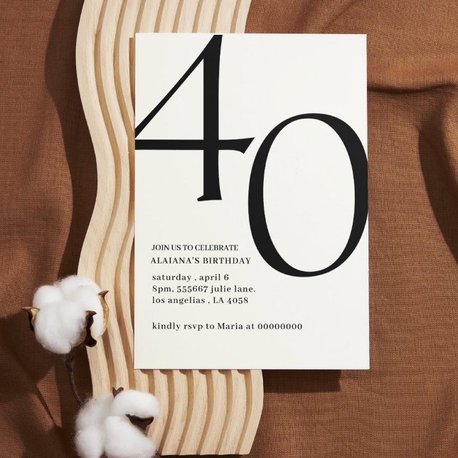 Invitación Moderno guión elegante de 40 años simple (Subido por el creador)