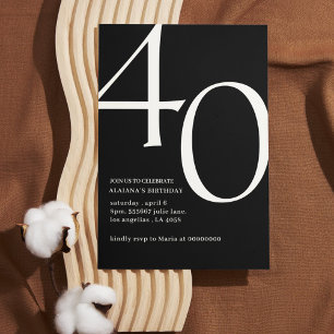 Invitación Moderno guión elegante de 40 años simple
