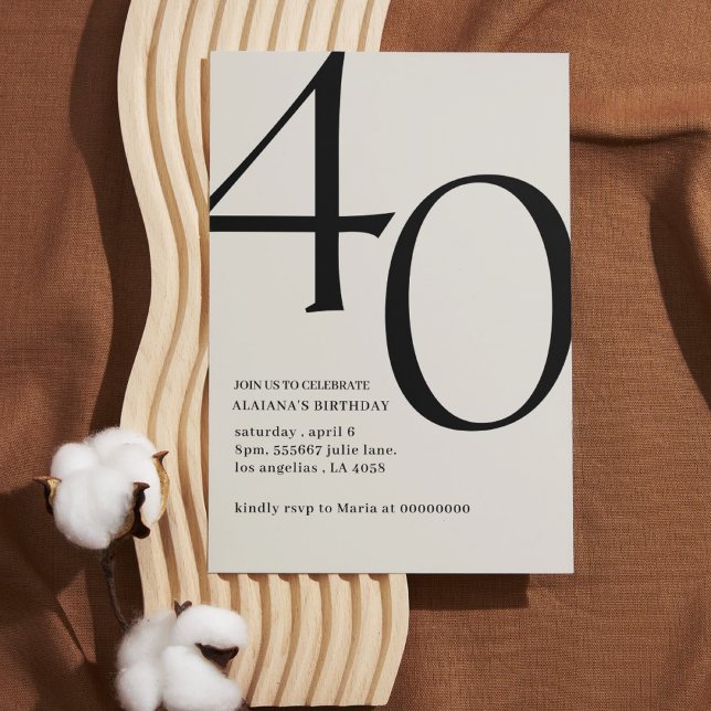 Invitación Moderno guión elegante de 40 años simple (Subido por el creador)