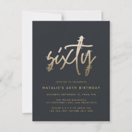Invitación Moderno guión elegante de 60 años simple
