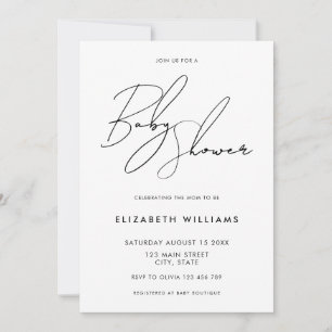 Invitación Moderno guión elegante Minimalista Baby Shower