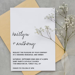 Invitación Moderno guión ensayo minimalista de Boda
